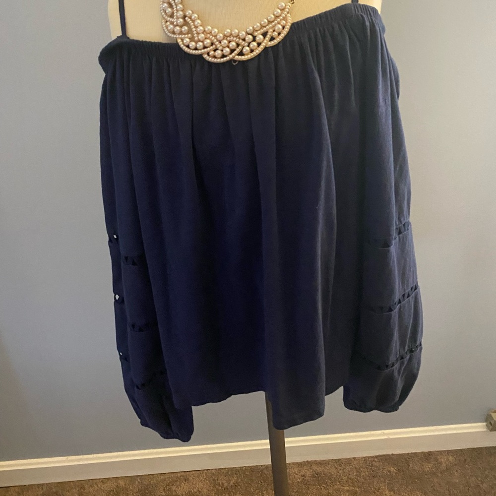 Lilly Pulitzer Navy Off-Shoulder Blouse small